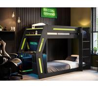 Flair Alister Gaming Bunk Bed With Desk Charcoal & Green