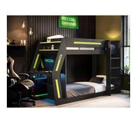 Flair Alister Gaming Bunk Bed With Desk Charcoal & Green