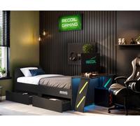 Flair Alister Gaming Single Bed With Desk Charcoal & Green