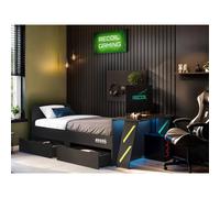 Flair Alister Gaming Single Bed With Desk Charcoal & Green