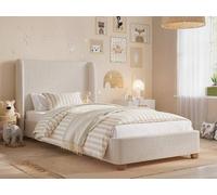 Flair Alma Single Winged Headboard Bed Beige Boucle