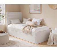 Flair Ari Upholstered Single Bed With Trundle Beige Boucle