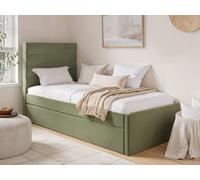 Flair Ari Upholstered Single Bed With Trundle Olive Green Velvet