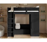 Flair Aspen Ribbed High Sleeper With Storage & Wardrobe Black