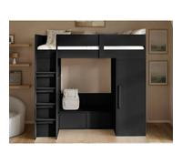 Flair Aspen Ribbed High Sleeper With Storage & Wardrobe Black