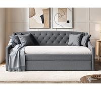 Flair Aurora Fabric Daybed with Trundle in Grey | Size: Single Flair Grey Single