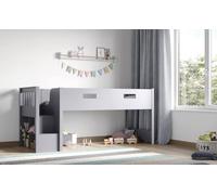 Grey Mid Sleeper Cabin Bed with Storage and Stairs - Charlie - Flair