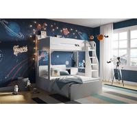 Flair Cosmic L Shaped Wooden Triple Bunk Bed - White
