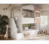 Flair Dreamland House Staircase Bunk Bed White & Oak