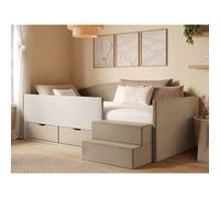 Flair Elisa Velvet Storage Low Sleeper Bed with Beige Cord | Size: Single Flair Beige Single