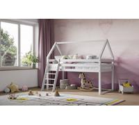 Flair Ellie Wooden House Mid Sleeper Bed in White | Size: Single Flair White Single