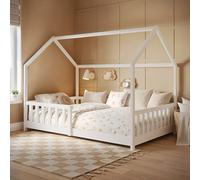 Flair Explorer Small Double Play House Floor Bed with Rails Wooden White Flair White Small Double