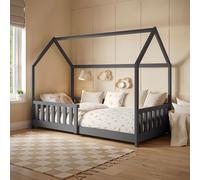 Flair Explorer Wooden Playhouse Bed with Rails in Grey | Size: Single Flair Grey Single