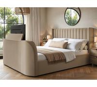 Flair Fallon Super King Size Beige Velvet TV Side Lift Ottoman Bed - Cream - Wilko
