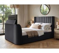 Flair Fallon King Size Grey Velvet TV Side Lift Ottoman Bed - Wilko