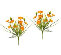 Flair Flower 021066OR Artificial Poppy Bouquet Artificial Flowers Bouquet Silk Flower Bouquet Fake Flowers Plants Home Grave Wedding Decoration Orange 47 x 24 x 24 cm