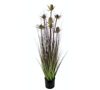 Flair Flower Bush with Thistle Flower, Artificial, Decorative, Solitaire, Ornamental Grass, Green Plant, Thorn, Wild Berries, Wedding Party, Burgundy, 90x20x20 cm