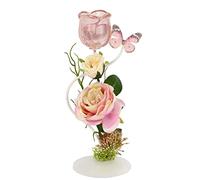 Flair Flower Geometric Tea Light Holder, Pink, Metal, Glass, Wedding, Formal Event, Tabletop, 15x25x25cm, 3.8cm Diameter, Special Occasions, Candle Holder