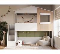 Flair Furnishings Dreamland House Staircase Midsleeper White & Oak