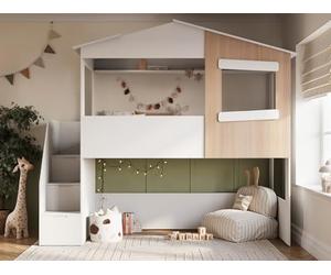 Flair Furnishings Dreamland House Staircase Midsleeper White & Oak