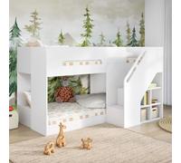 Flair Furnishings - Phobo Low Staircase Bunk Bed with Storage (White)