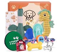 FLAIR GIFTS Welcome New Puppy Starter Kit, 14 Pcs Dog Toy Gift Basket, Interactive Dog Toys Bundle, Puppy Birthday Gift Box for Christmas, Pet Essential Gift Set with Healthy Treat Recipes for Dogs