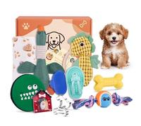 FLAIR GIFTS Welcome New Puppy Starter Kit, 14 Pcs Dog Toy Gift Basket, Interactive Dog Toys Bundle, Puppy Birthday Gift Box for Christmas, Pet Essential Gift Set with Healthy Treat Recipes for Dogs