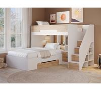 Flair Greyson Staircase Triple Bunk Bed With Storage White & Oak