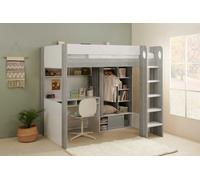 Flair Hampton High Sleeper With Wardrobe White & Grey