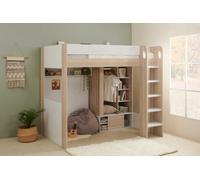 Flair Hampton Single White and Oak High Sleeper Frame - Brown - Wilko