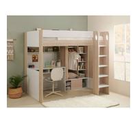 Flair Hampton Single High Sleeper Bed with Desk & Wardrobe in Light Oak Flair Light Oak Single