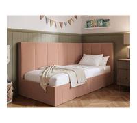 Flair Furniture Flair Harley Bed Frame With Storage Drawers Pink Velvet, Pink
