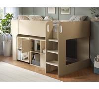 Flair Leo Mid Sleeper With Desk & Storage Scandi Light Oak