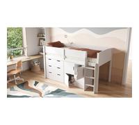 Flair Loop White Mid Sleeper Bed with Storage and Reversible Ladder - Size: 115 x 109 x 198cm - Wilko