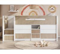 Flair Luca Mid Sleeper Ribbed Storage Bed White & Oak