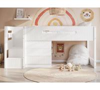 Flair Luca Mid Sleeper With 3 Drawer Chest Ribbed White