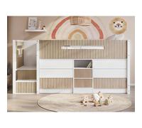 Flair Luca Ribbed Mid Sleeper Storage Bed in Light Oak | Size: Single Flair Light Oak Single