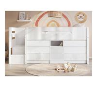 Flair Luca Ribbed Mid Sleeper Storage Bed in White | Size: Single Flair White Single