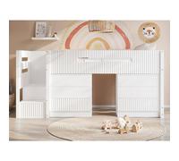 Flair Luca Ribbed Mid Sleeper with 3 Drawer Chest Pair in White | Size: Single Flair White Single