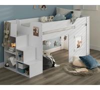 Flair Marlowe Mid Sleeper Bed with Steps & Storage in White | Size: Single Flair White Single