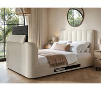 Flair Megane Boucle Side Lift TV Ottoman Bed in Cream | Size: Double Flair Cream Double
