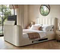 Flair Furniture Flair Megane Boucle Side Lift Tv Ottoman Bed Cream Double, Cream