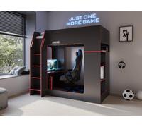 Flair Meridian Gaming High Sleeper With Storage Black & Red