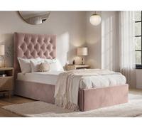 Flair Milan Single Velvet Ottoman Bed Pink