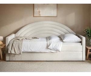 Flair Noa Rainbow Day Bed With Trundle Beige Teddy Fabric