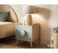 Flair Noah 2 Drawer Bedside Table Oak & Green