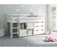 Flair Noomi Nora Midi Wooden Midsleeper Storage Cabin - White