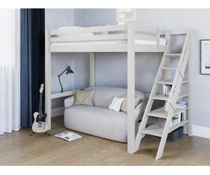 Flair Noomi Studio Loft Bed Double Wooden Hgh Sleeper - White