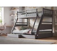Flair Ollie Wooden Triple Bunk Bed with Drawers in Grey | Size: Single Flair Grey Single