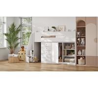 Flair Stepaside Staircase High Sleeper Storage Station in White | Size: Single Flair White Single